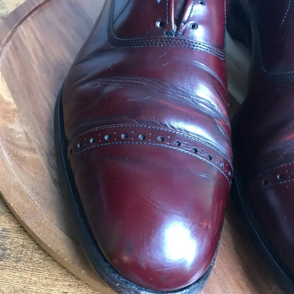 Allen Edmonds Fifth Avenue Dress Shoes Mens 12B Cherry Leather‎ Cap Toe Oxford